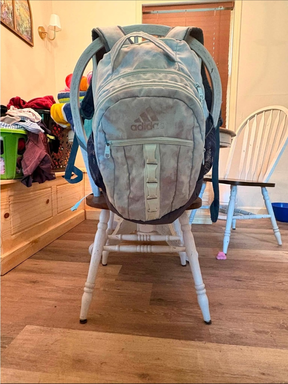 adidas Kids Mint Tie-Dye Light Green Backpack with Front Loop